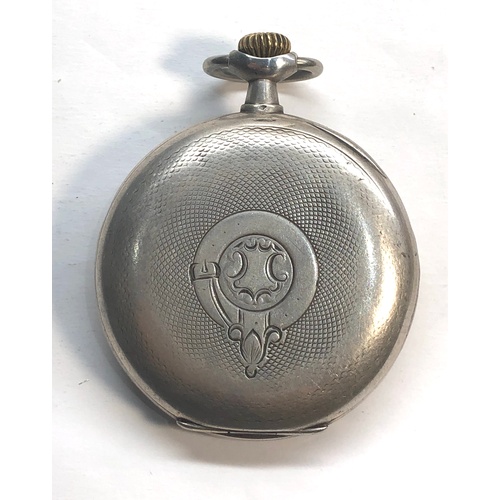 233 - Silver omega pocket watch the watch winds and ticks the case measures approx 49mm dia