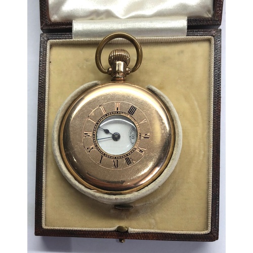 242 - Waltham rolled gold half hunter pocket watch boxed