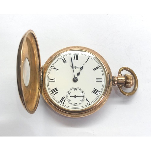 242 - Waltham rolled gold half hunter pocket watch boxed