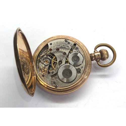 242 - Waltham rolled gold half hunter pocket watch boxed