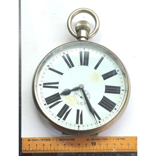 244 - Massive oversized bedside Goliath pocket watch measures approx. without loop or stem 138mm dia