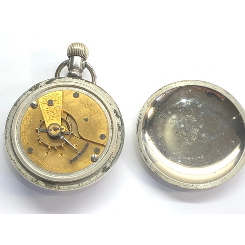 249 - Elgin pocket watch nickel cased screw back and front large size 59mm dia not including stem or loop