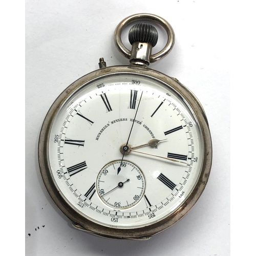 250 - Antique Russells lever chronograph centre second silver pocket watch