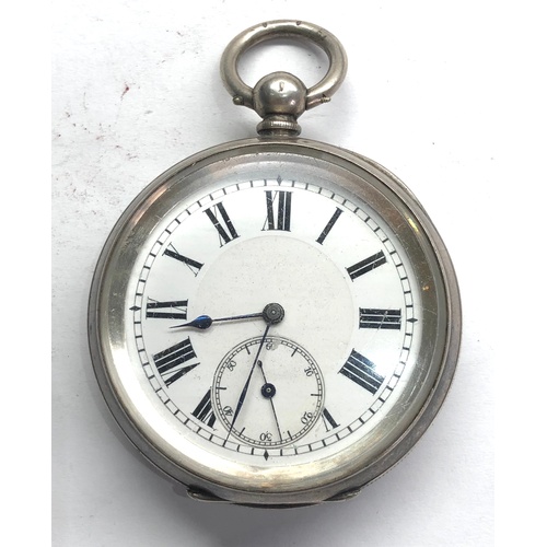 252 - Antique open face silver pocket watch French silver hallmarks watch winds and ticks