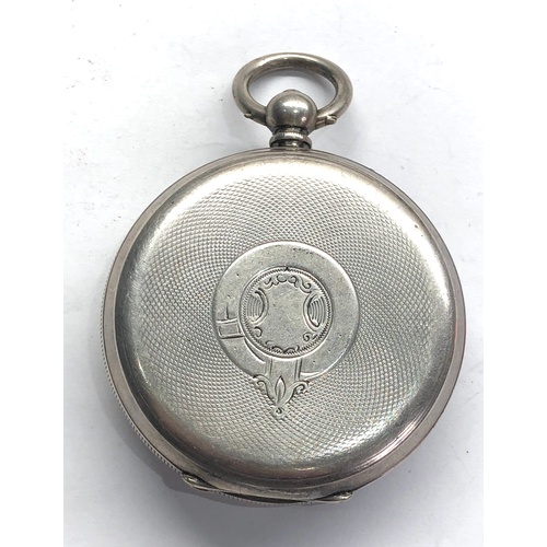 252 - Antique open face silver pocket watch French silver hallmarks watch winds and ticks