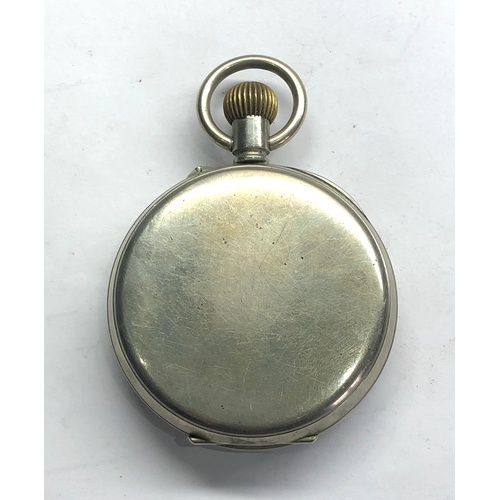 253 - Goliath pocket watch nickel cased watch winds and ticks watch measures approx 66mm dia not including... 