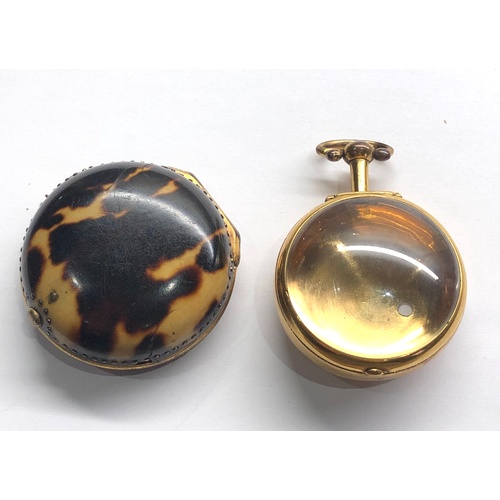 254 - Fine 18th century tortoiseshell and gilt metal verge Pair case pocket watch cases  the outer tortois... 