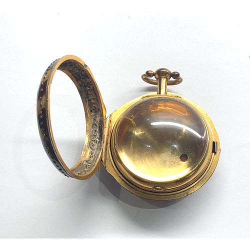 254 - Fine 18th century tortoiseshell and gilt metal verge Pair case pocket watch cases  the outer tortois... 