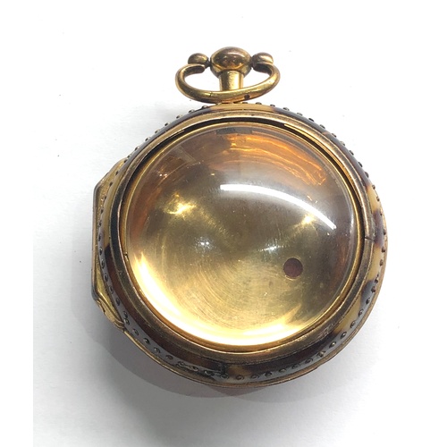 254 - Fine 18th century tortoiseshell and gilt metal verge Pair case pocket watch cases  the outer tortois... 