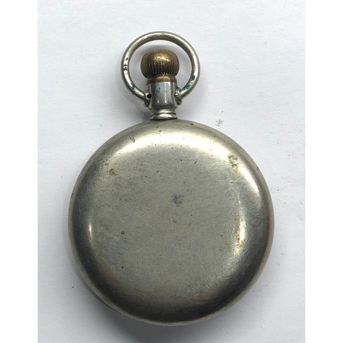 256 - Vintage military type Omega pocket watch screw  front with nickel omega case measures approx 53mm di... 