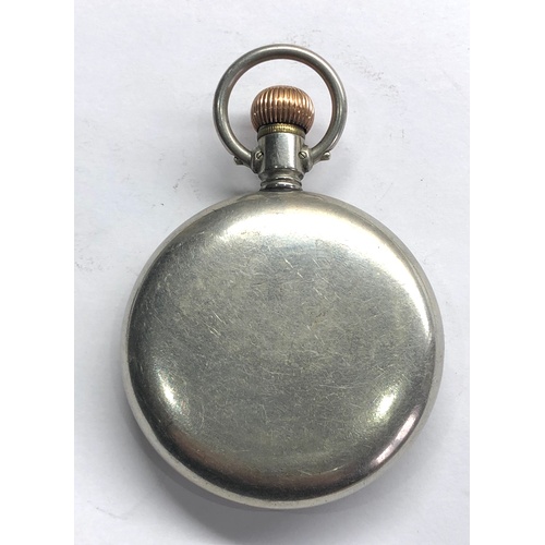 258 - Vintage military type Omega pocket watch screw  front with nickel omega case measures approx 53mm di... 