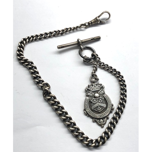 260 - Antique silver albert pocket watch chain and fob measures approx 3cm long not including small fob ch... 