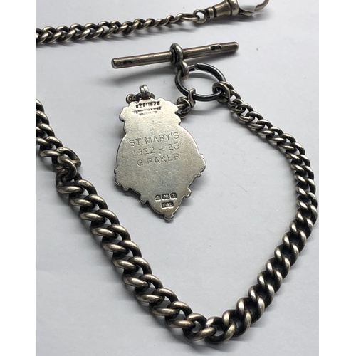 260 - Antique silver albert pocket watch chain and fob measures approx 3cm long not including small fob ch... 