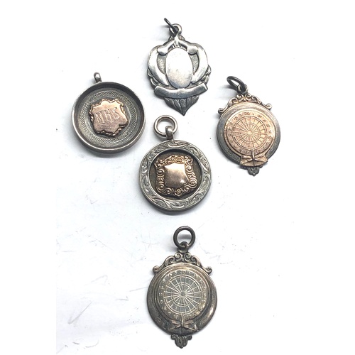 264 - 5 Silver pocket watch chain fobs