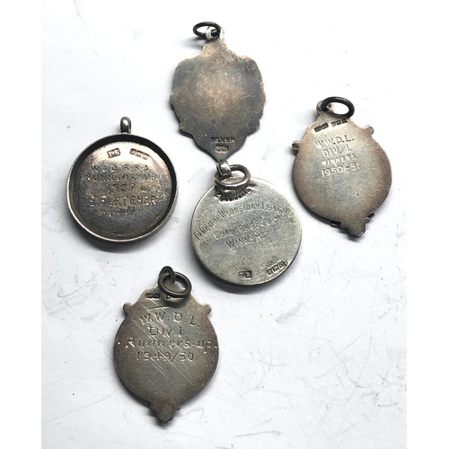 264 - 5 Silver pocket watch chain fobs