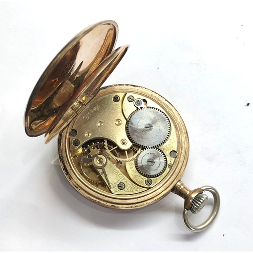 265 - Omega pocket watch watch winds and ticks gold plated case worn condition movement and dial in good c... 