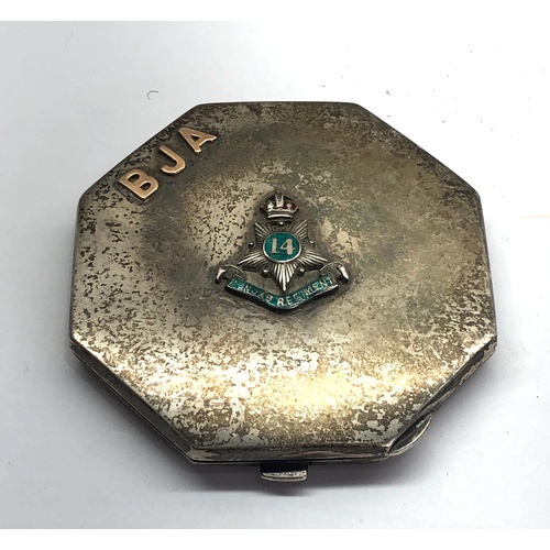 31 - Vintage silver 14 Punjab regiment compact enamel regimental badge with gold letters BJA