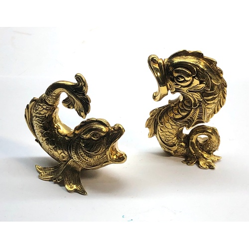 63 - Fine pair of silver and gold gilt Dolphin salts