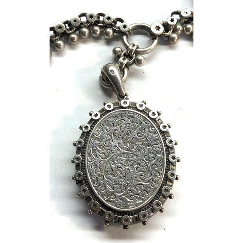 83A - Victorian silver locket and collar