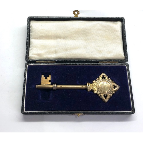 77 - Boxed silver gilt presentation key Birchcliffe baptist Sunday school dec 1934 1938 full Birmingham s... 