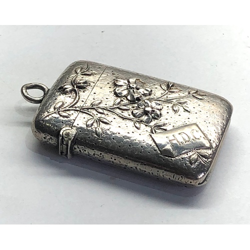 78 - Antique embossed silver vesta case continental silver hallmarks