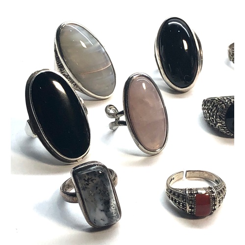 86 - 10 vintage stone set silver rings