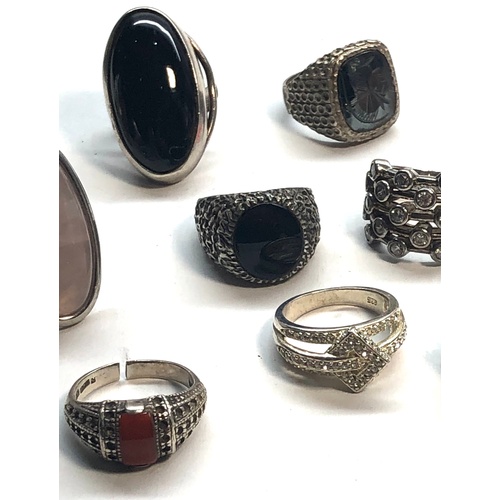 86 - 10 vintage stone set silver rings