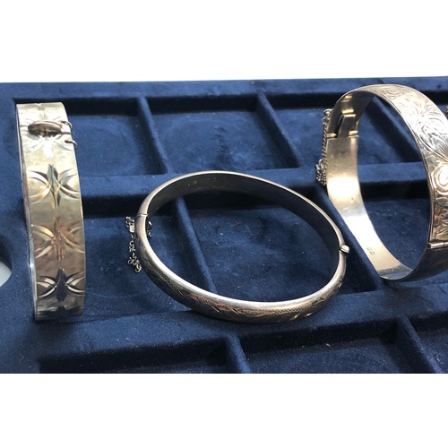 89 - 4 Vintage silver bangles all with full silver hallmarks good condition