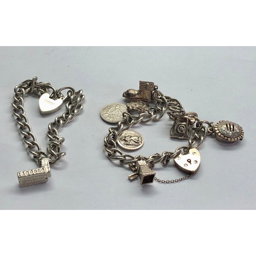 100 - 2 Vintage silver charm bracelets