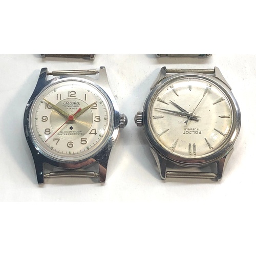 274 - 4 vintage gents wristwatch heads includes olympic, poljot,tsoma,and normandie watches are ticking bu... 