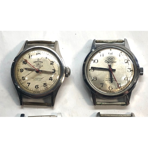 274 - 4 vintage gents wristwatch heads includes olympic, poljot,tsoma,and normandie watches are ticking bu... 