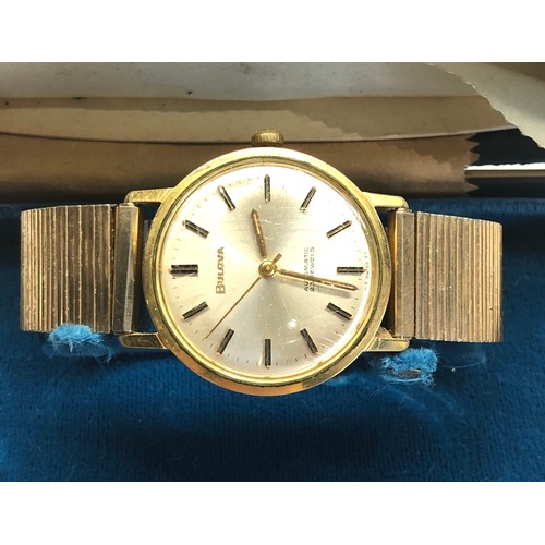 283 - Vintage gents Bulova gold tone wristwatch automatic original box