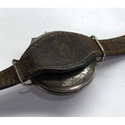 296 - Original gents ww1 trench watch with watch protector patent No 20696 -14 dated 1914 clamshell type