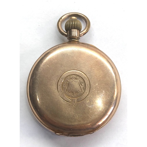 299 - Rolled gold open face up/down chronograph movement pocket watch