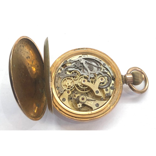 299 - Rolled gold open face up/down chronograph movement pocket watch