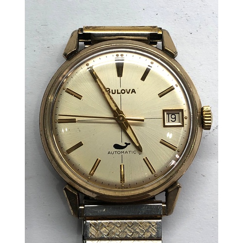 302 - Bulova gents vintage gold tone wristwatch automatic whale motif