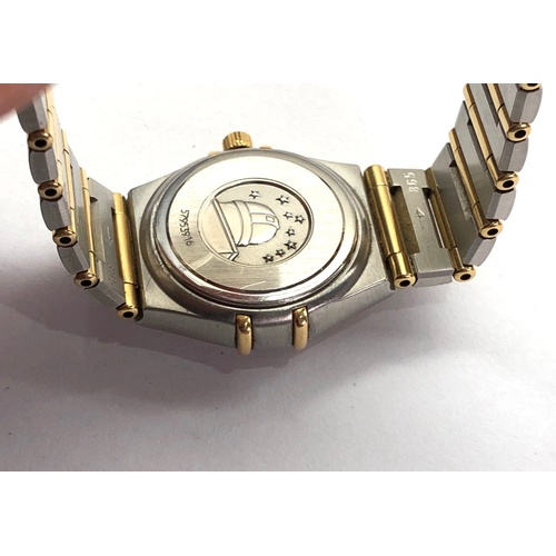 306 - Ladies diamond dial and bezel gold and stainless bi-metal Omega constellation watch is in working or... 