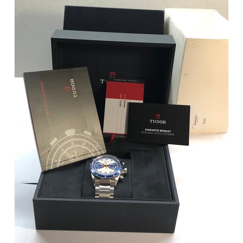 308 - New boxed Rolex Tudor Geneve chronograph model 70330b as new in box with paperwork purchase dated 14... 