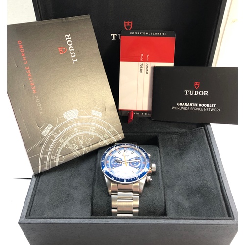 308 - New boxed Rolex Tudor Geneve chronograph model 70330b as new in box with paperwork purchase dated 14... 