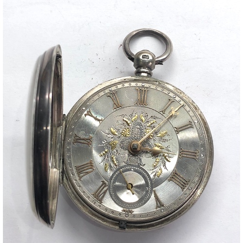 311 - Antique silver dial fusee pocket watch Tho Gilson Pocklington watch winds and ticks ornate silver di... 