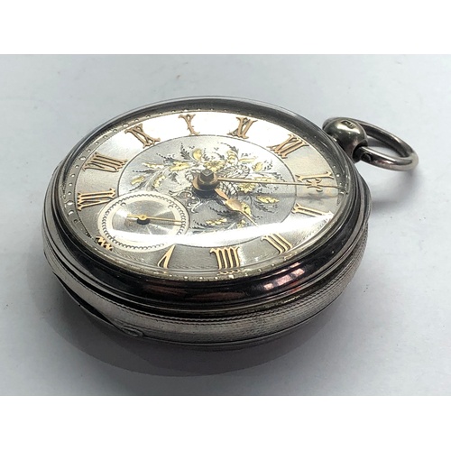 311 - Antique silver dial fusee pocket watch Tho Gilson Pocklington watch winds and ticks ornate silver di... 