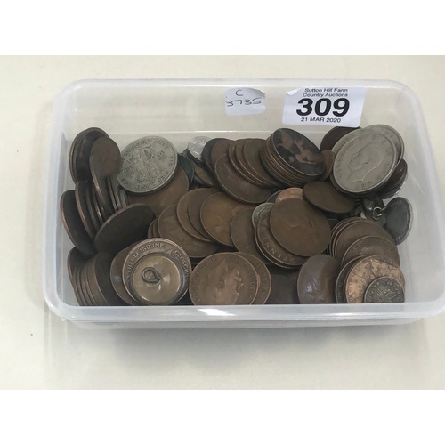 309 - Tray of coins