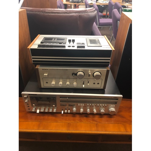 207a - Vintage hi-fi system includes Sony amp , AIWA cassette receiver TANDBERG 3 motor duel capstan dolby ... 