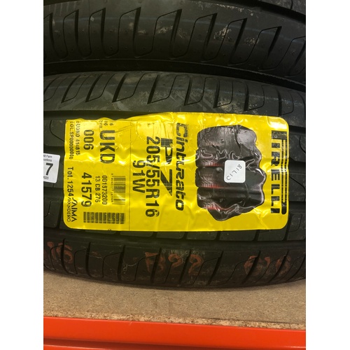 217 - Pair of new Pirelli tyres  205/55/R16 91W