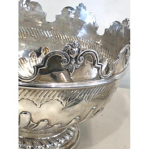 92 - Victorian Silver monteith bowl, approximate weight 1128g, hallmarks slightly worn height approx 19cm... 