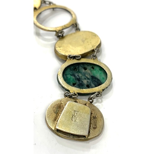 153 - Vintage Chinese jade panel bracelet, missing one panel, please see images, approximate length:  19cm
