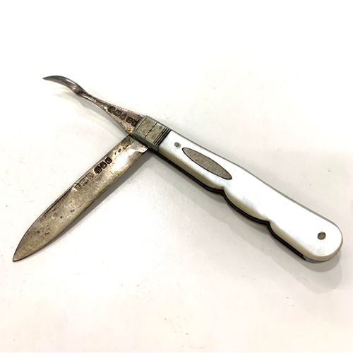 378 - Silver and mother of pearl pen knife