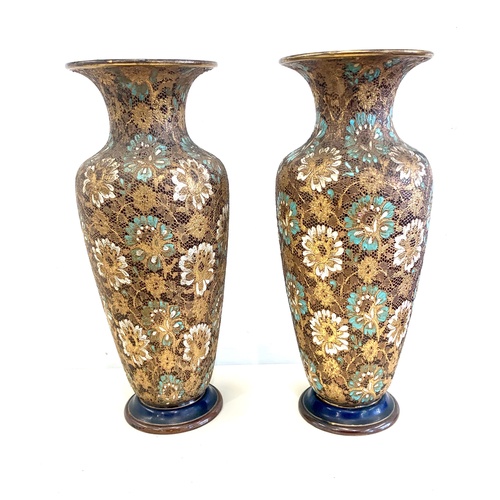 382 - Pair  Royal Doulton stoneware vases, approximate measurements: Height: 16 inches
Overall good condit... 