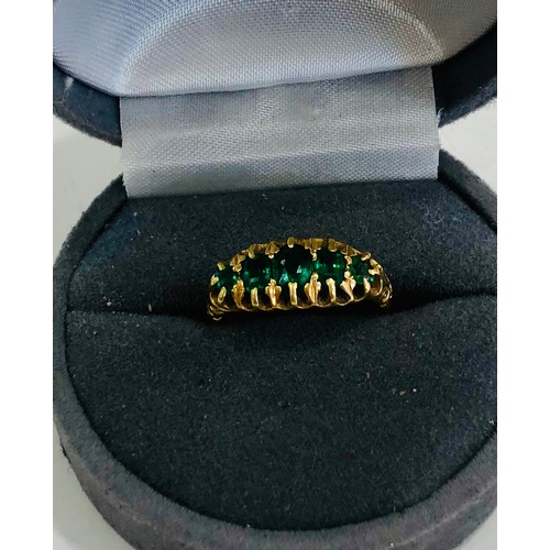 163 - 18ct gold and emerald ring, ring size M, full hallmarks, please view image