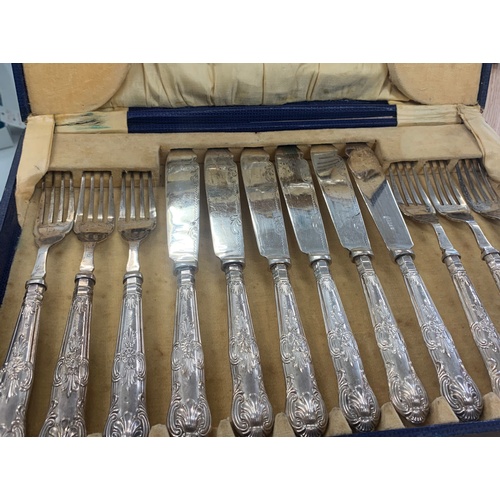 88 - Boxed vintage silver handled fish knife set